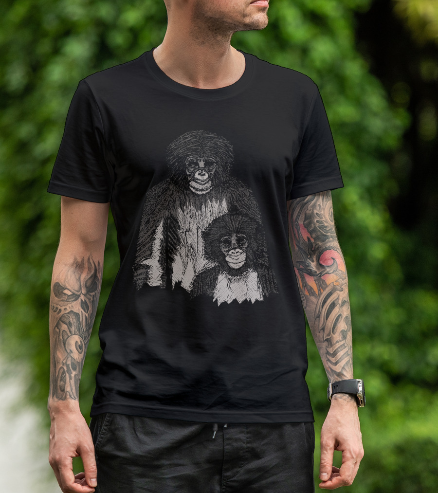 Bonobo Sketch Primate Illustration Drawing T-Shirt