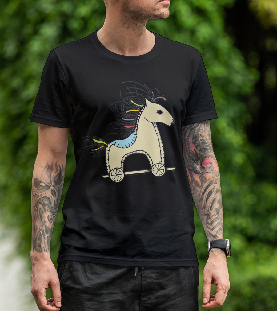 Bony Pony Sketch Toyhorse Design With Colorful Mane T-Shirt