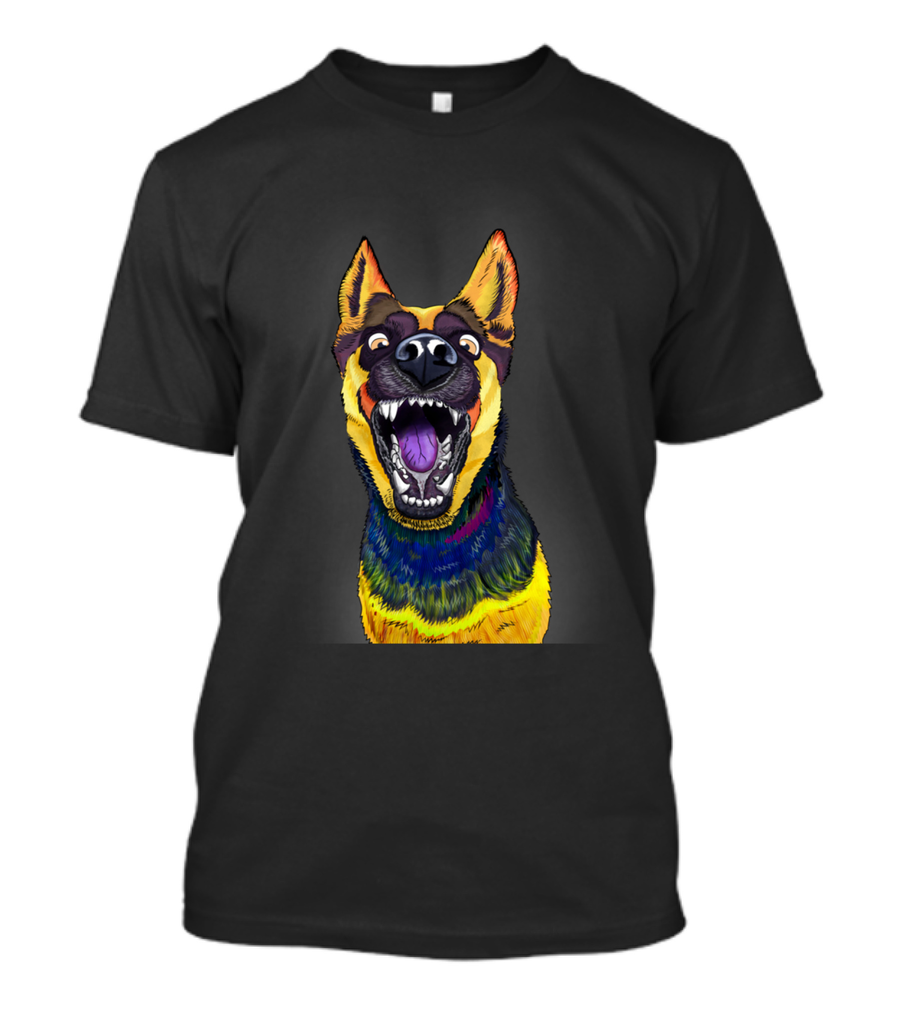 Canine Psychedelia Vibrant German Shepherd Expression T-Shirt