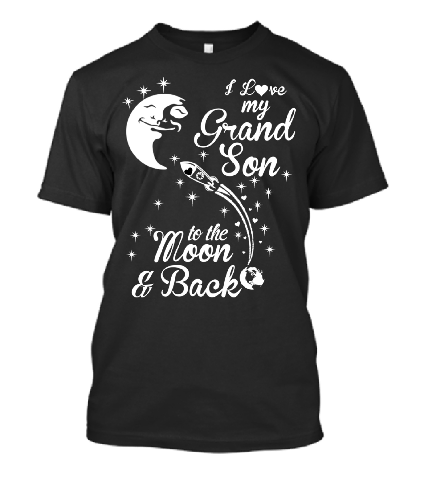 I Love My Grandson To The Moon And Back Rocket Moon And Stars T-Shirt