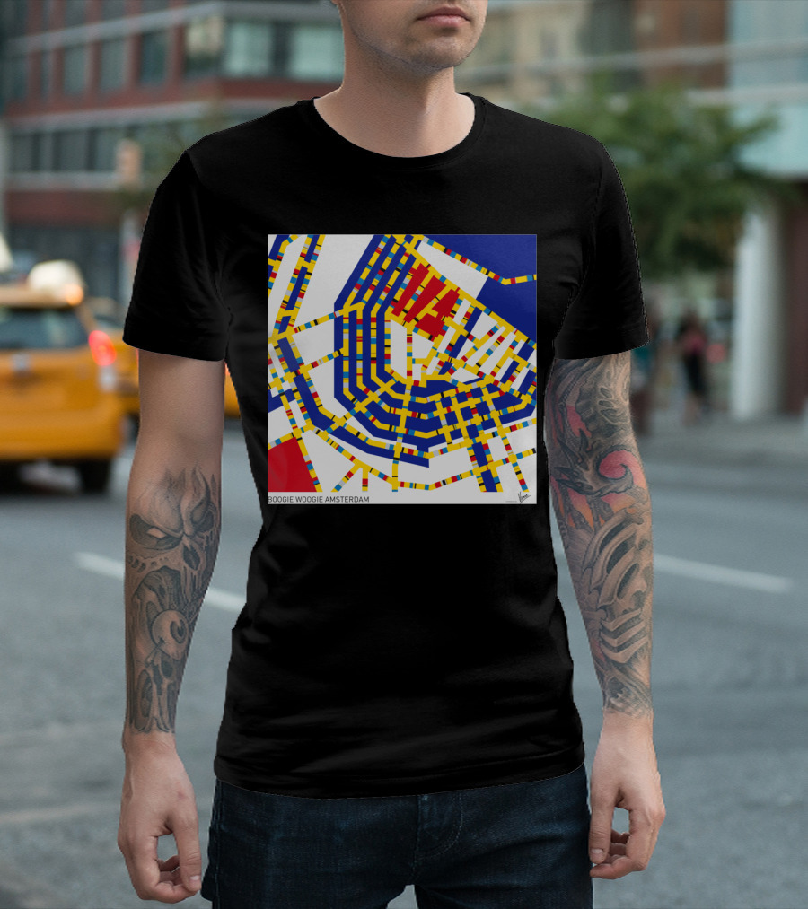 BOOGIE WOOGIE AMSTERDAM YELLOW RED BLUE GRID MAP T-Shirt