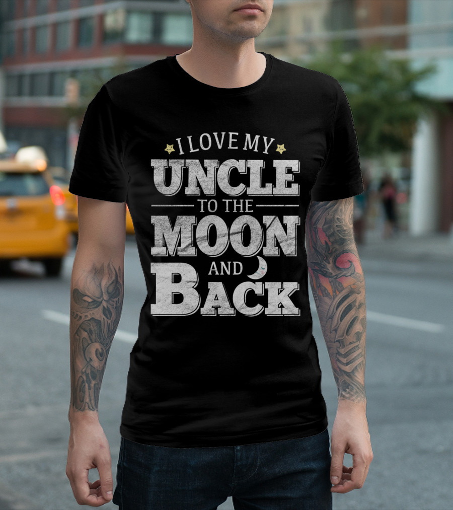 I Love My Uncle to the Moon and Back with Stars and Moon Elements T-Shirt