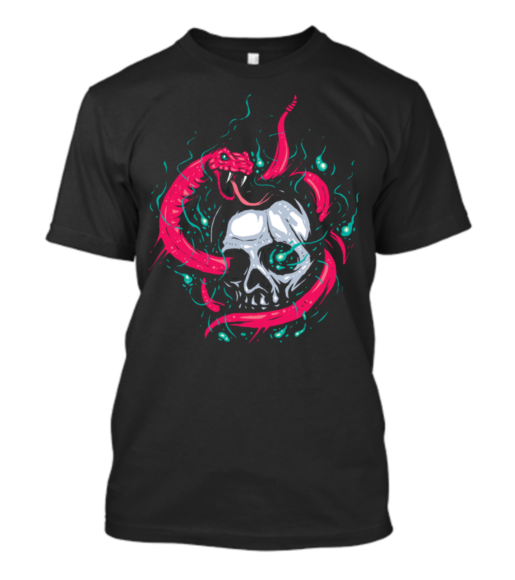 Apophis Skull With Pink Serpent Coiled Around In Flame-Like Aura T-Shirt