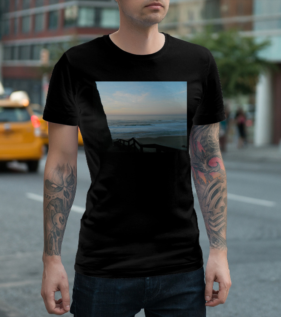 Beach View Ocean Sunrise Stairs T-Shirt