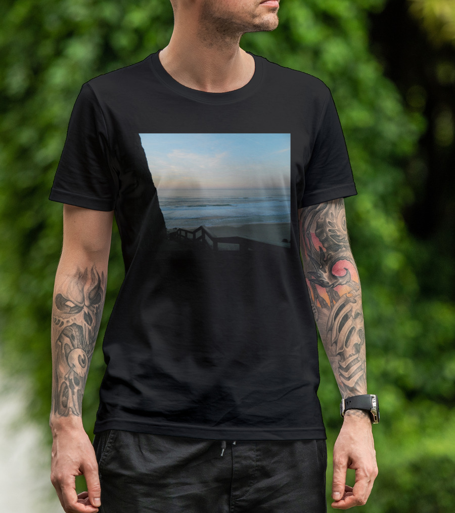 Beach View Ocean Sunrise Stairs T-Shirt