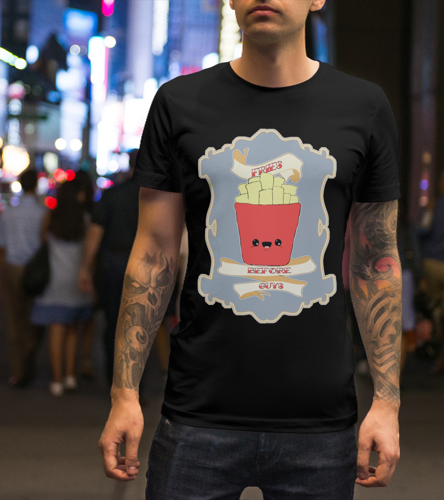 FRIES BEFORE GUYS Cute Cartoon French Fries T-Shirt