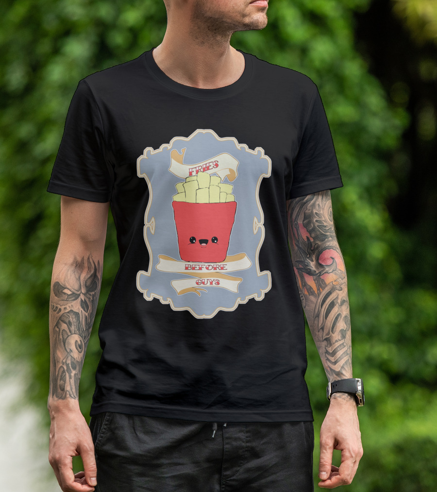 FRIES BEFORE GUYS Cute Cartoon French Fries T-Shirt