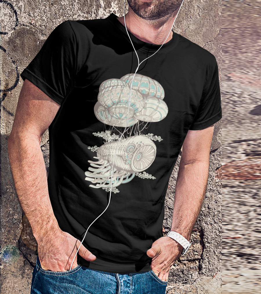 Craft Surreal Floating Airship Creature With Intricate Parachutes T-Shirt