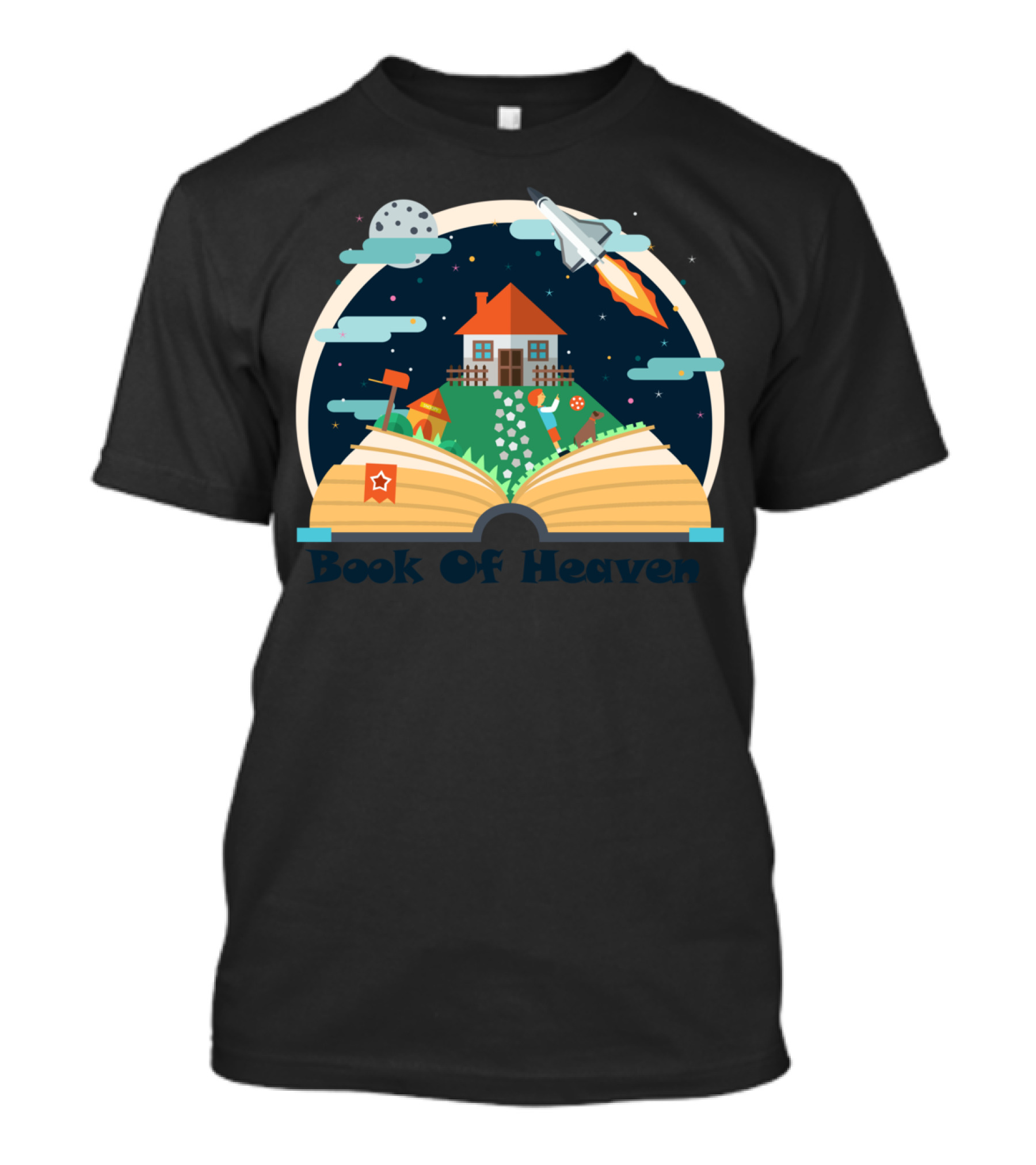 Book Of Heaven Open House Astronaut Rocket Moon Starry Sky Adventure T-Shirt