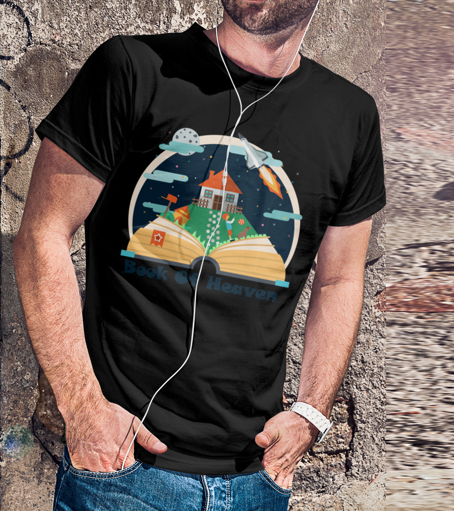 Book Of Heaven Open House Astronaut Rocket Moon Starry Sky Adventure T-Shirt