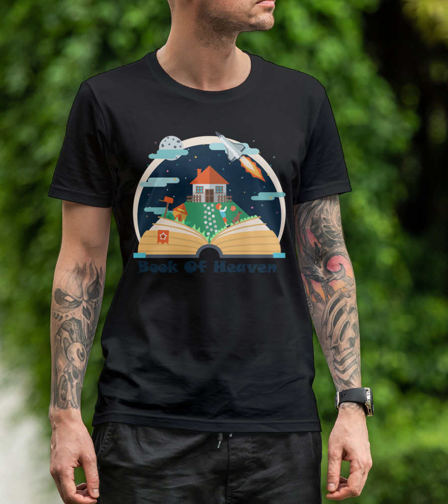 Book Of Heaven Open House Astronaut Rocket Moon Starry Sky Adventure T-Shirt