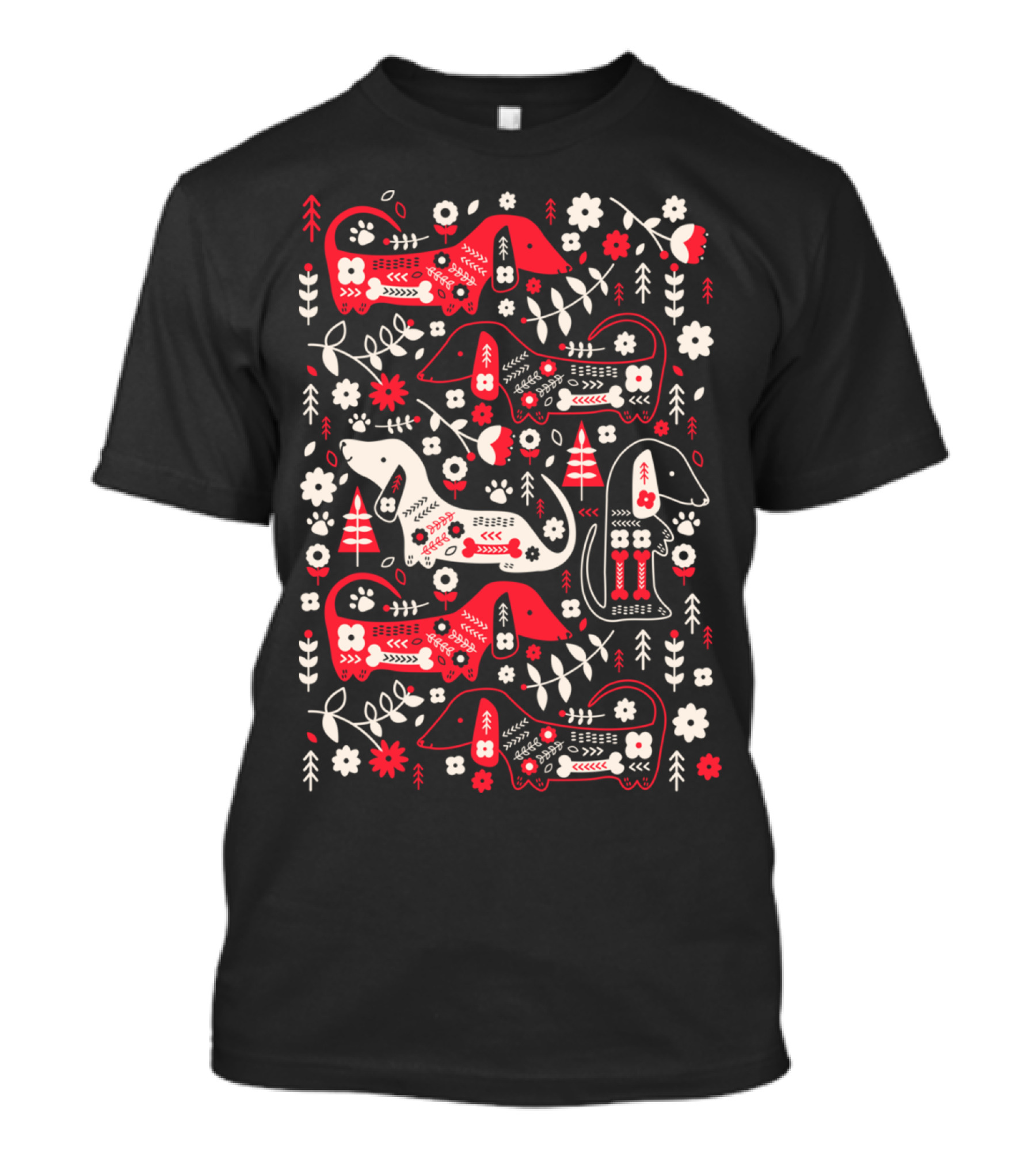 Dog Folk Scandinavian Floral T-Shirt