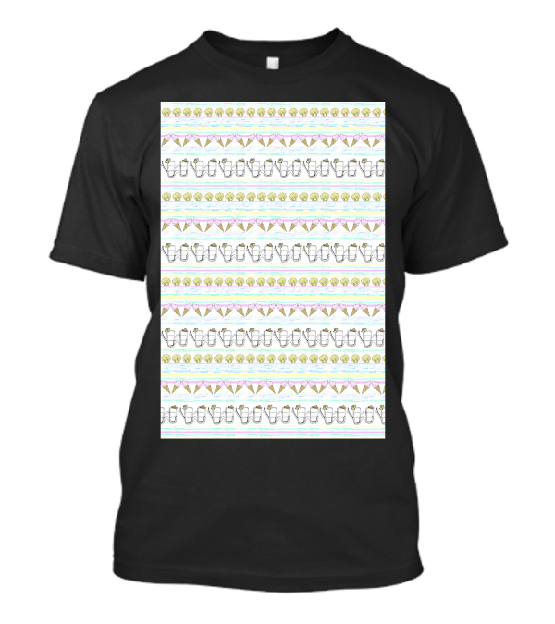 Beachy Summer Vibes Sunglasses And Palm Trees Stripes T-Shirt
