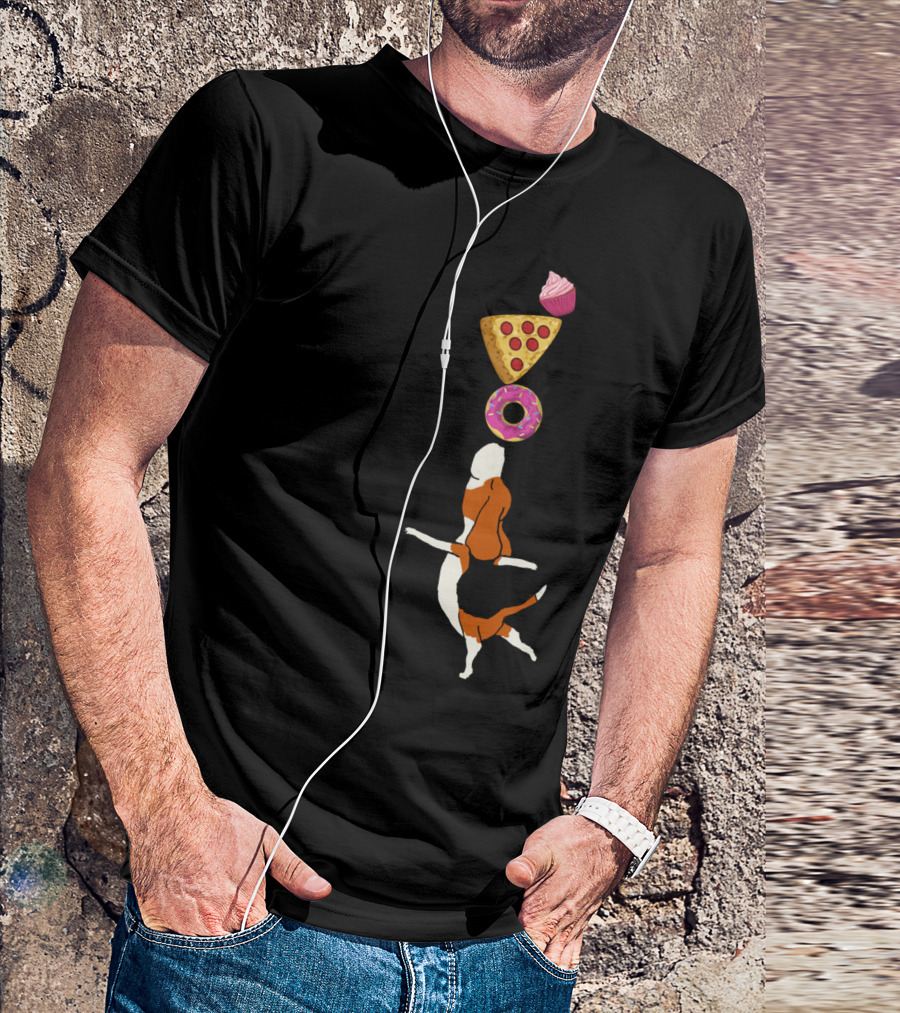Find Your Balance Beagle With Donut Pizza And Cupcake T-Shirt