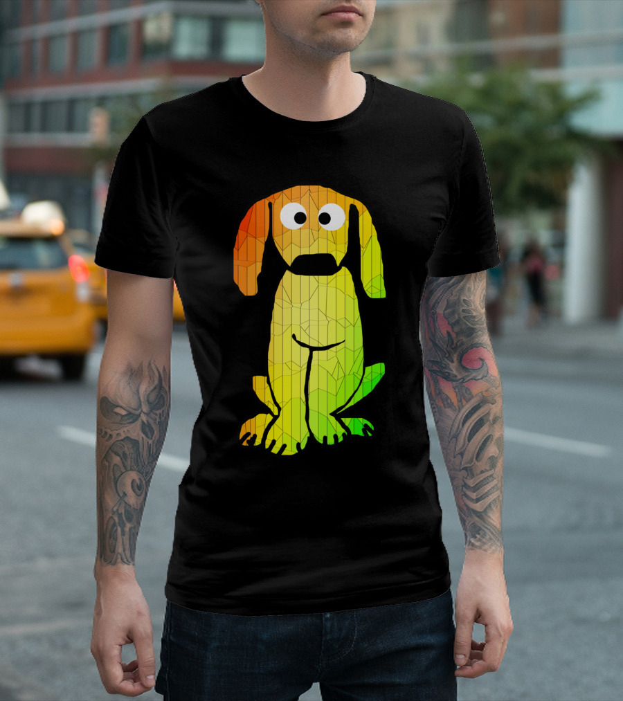 Crappy Dog Drawing Geometric Rainbow Pup T-Shirt
