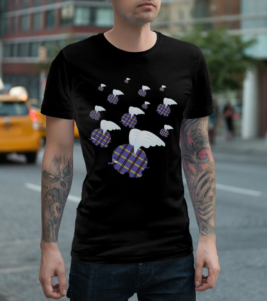 Flying Tartan Elephants With Wings T-Shirt