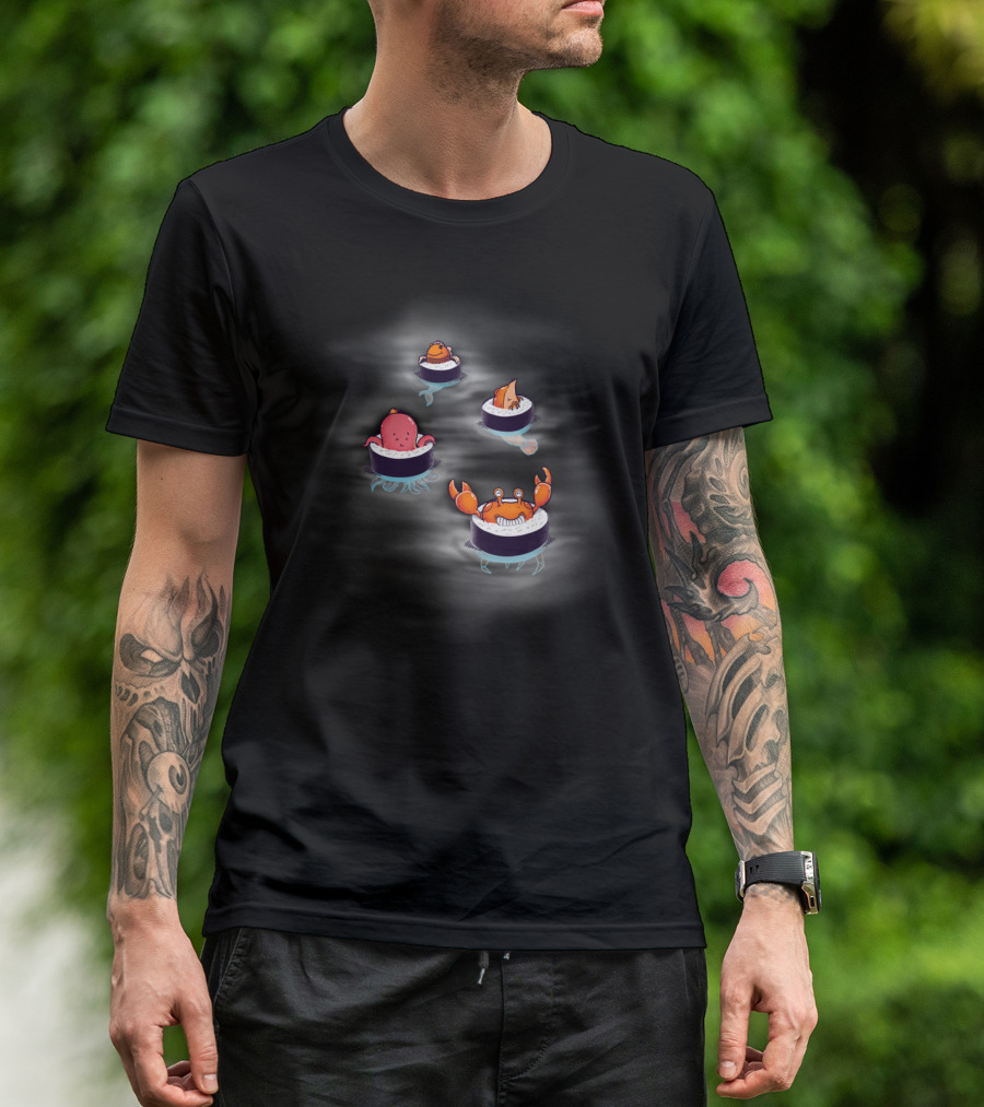Tasty Playground Sushi Sea Creatures Floating Adventure T-Shirt
