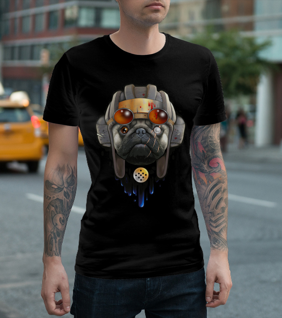 Dog of War Pug Pilot Vintage Aviator Helmet Iconic T-Shirt