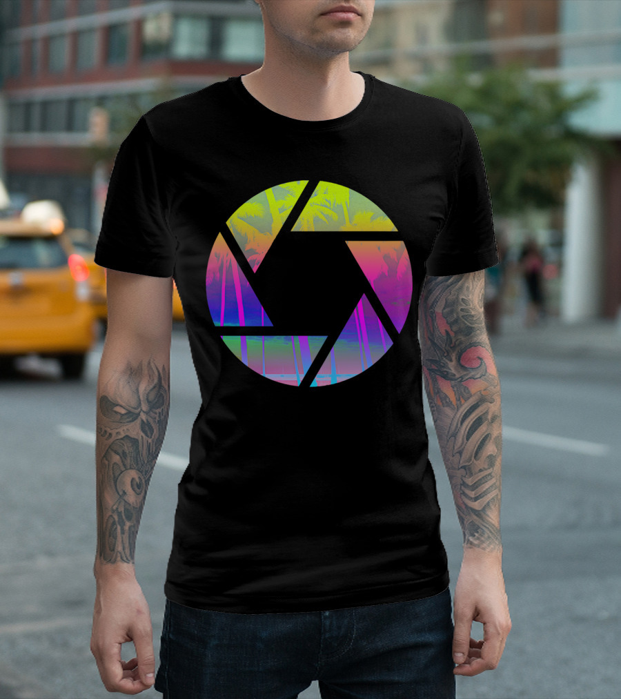 Capture The Summer Neon Palm Trees Vivid Camera Lens Tropics T-Shirt