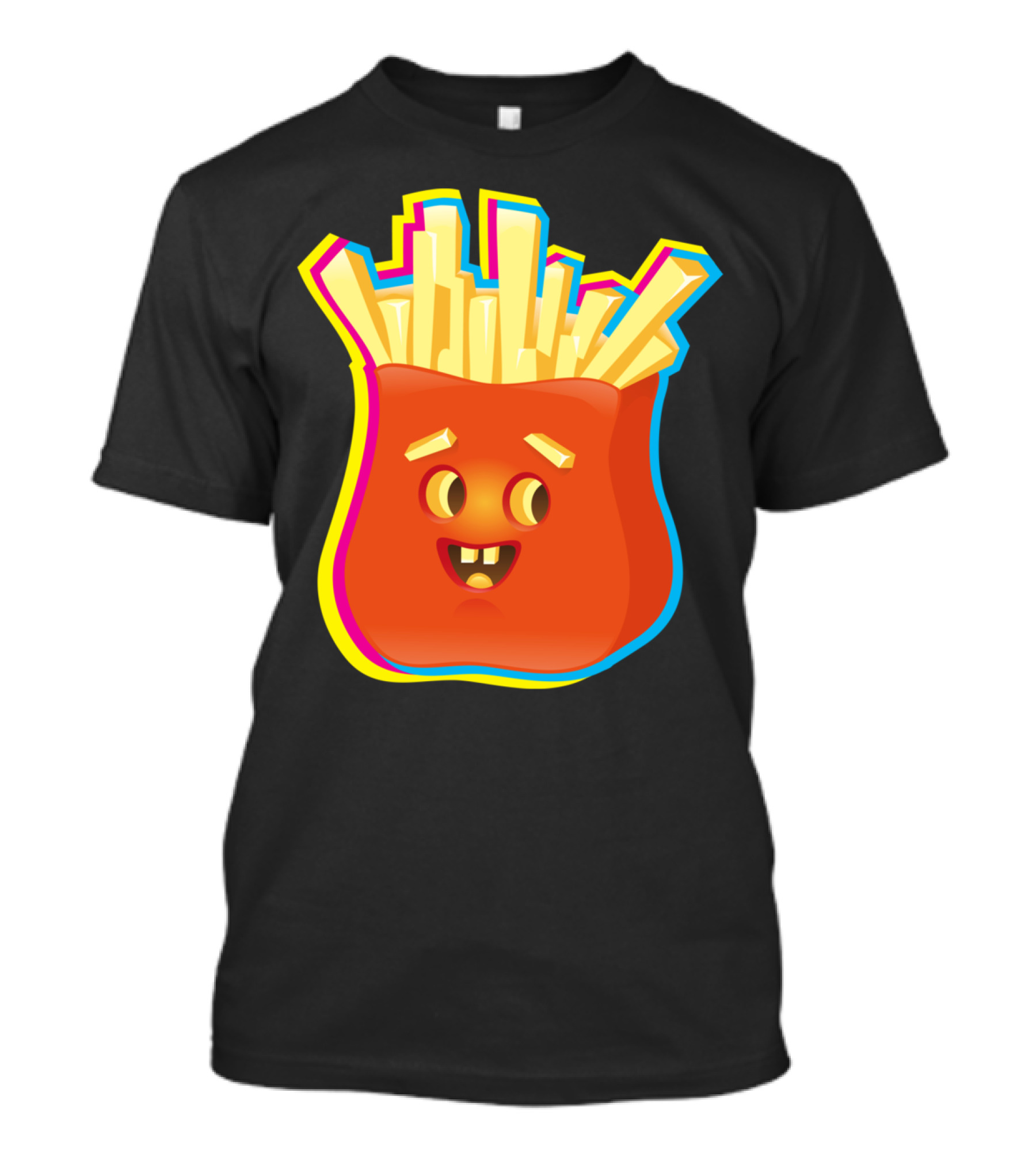 Crazy Neon Smiley French Fries T-Shirt