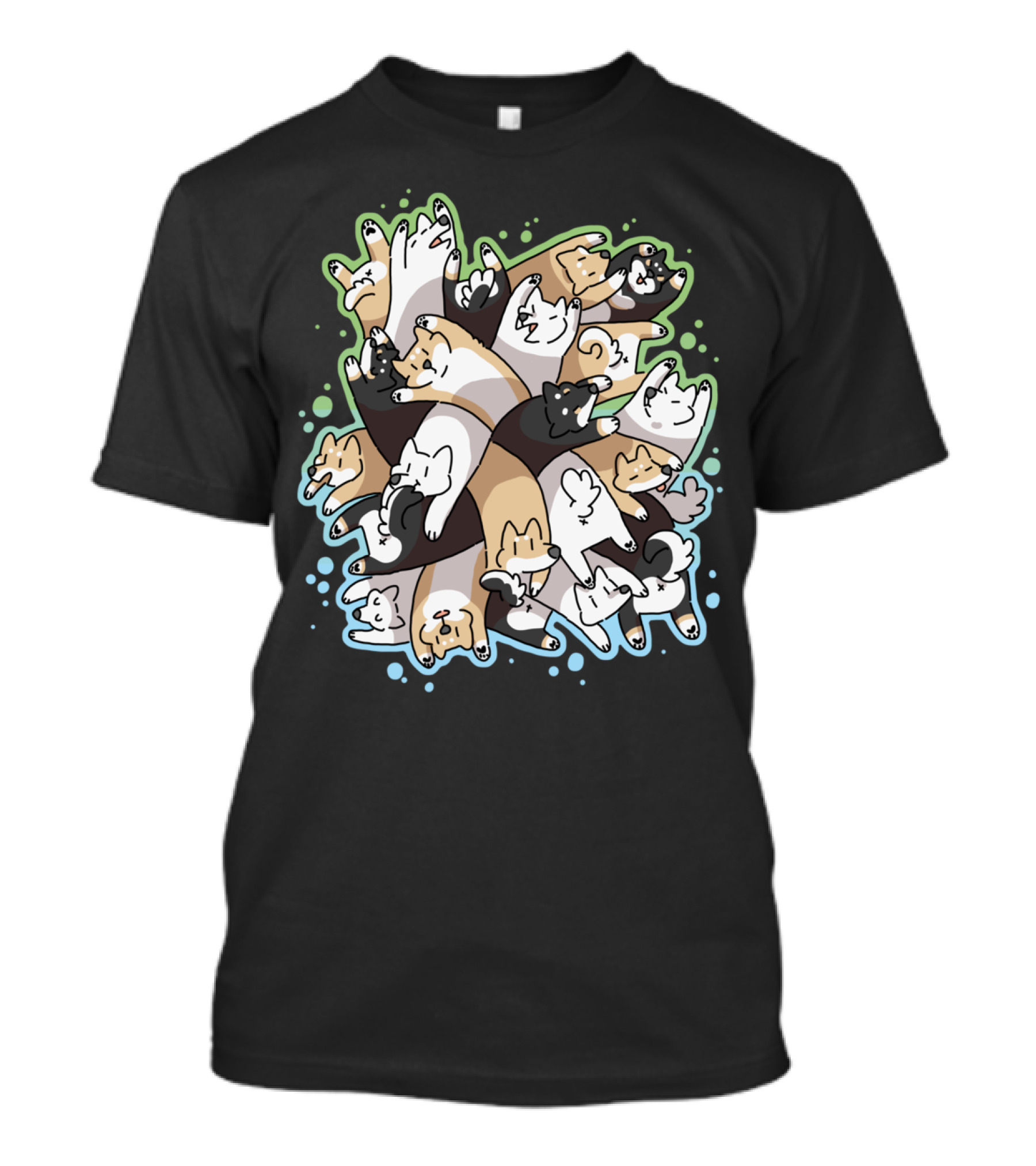 Dog Pile Cute Cartoon Dogs Overlapping T-Shirt