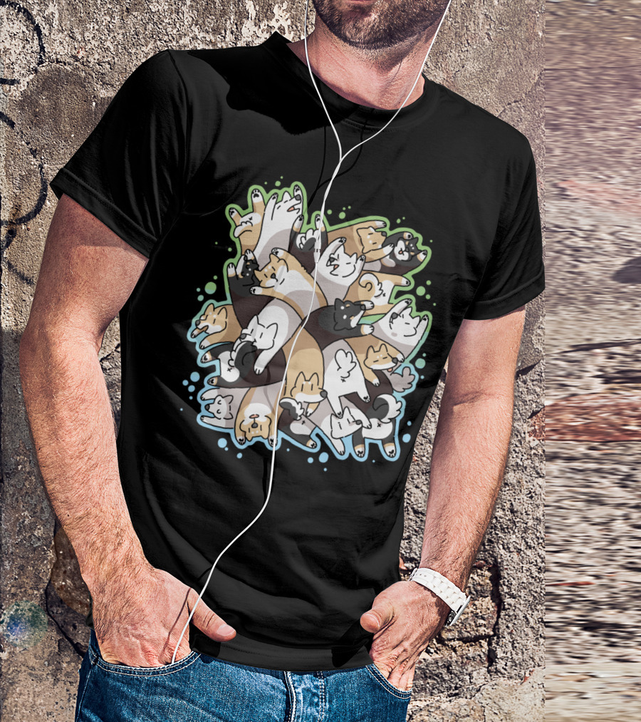 Dog Pile Cute Cartoon Dogs Overlapping T-Shirt