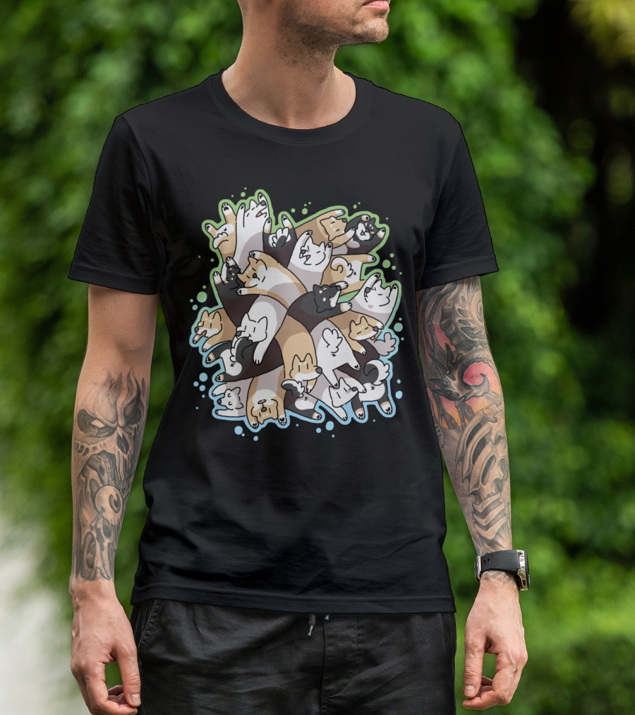 Dog Pile Cute Cartoon Dogs Overlapping T-Shirt