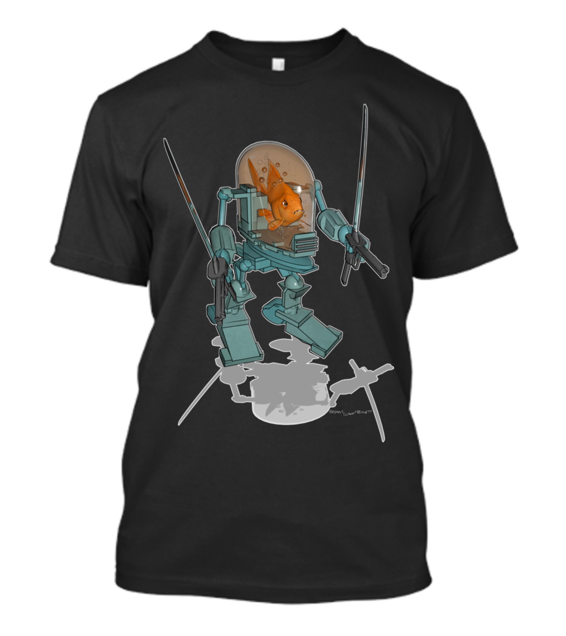 AquaMarine Bri Goldfish Mecha Duo Swords Rift Manifestation T-Shirt