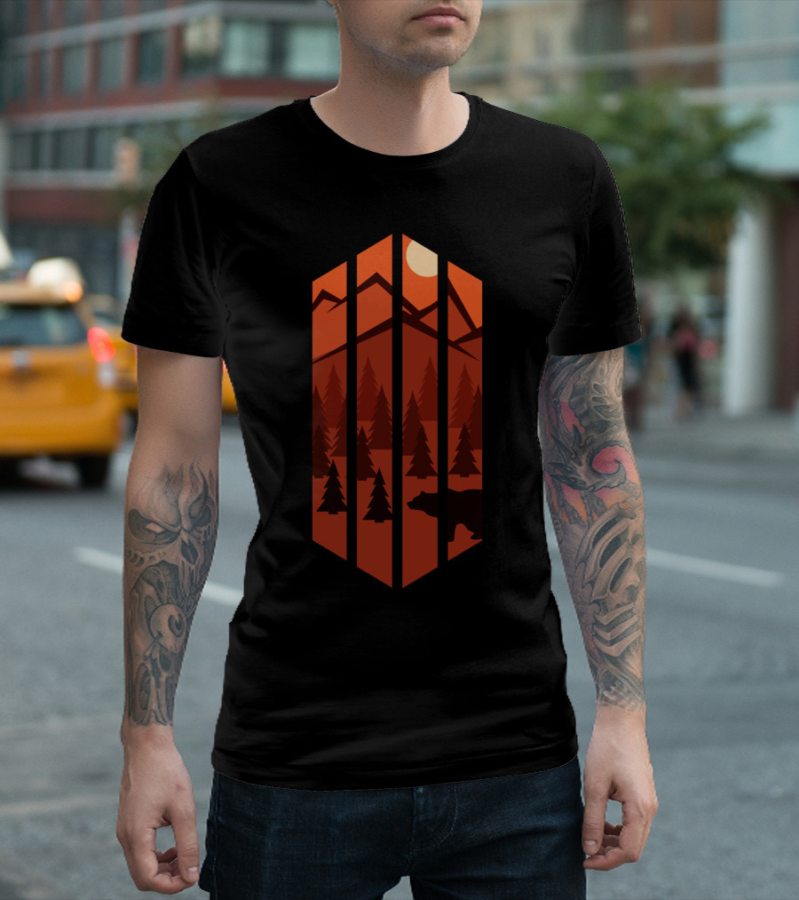 Bear in the Woods GA Sunset Mountain Forest T-Shirt