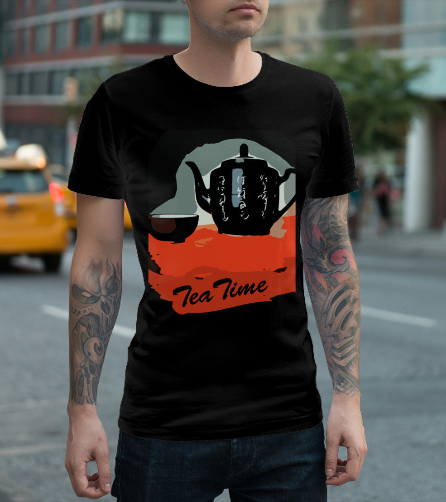 Tea Time Japanese Teapot and Cup on Red Table T-Shirt