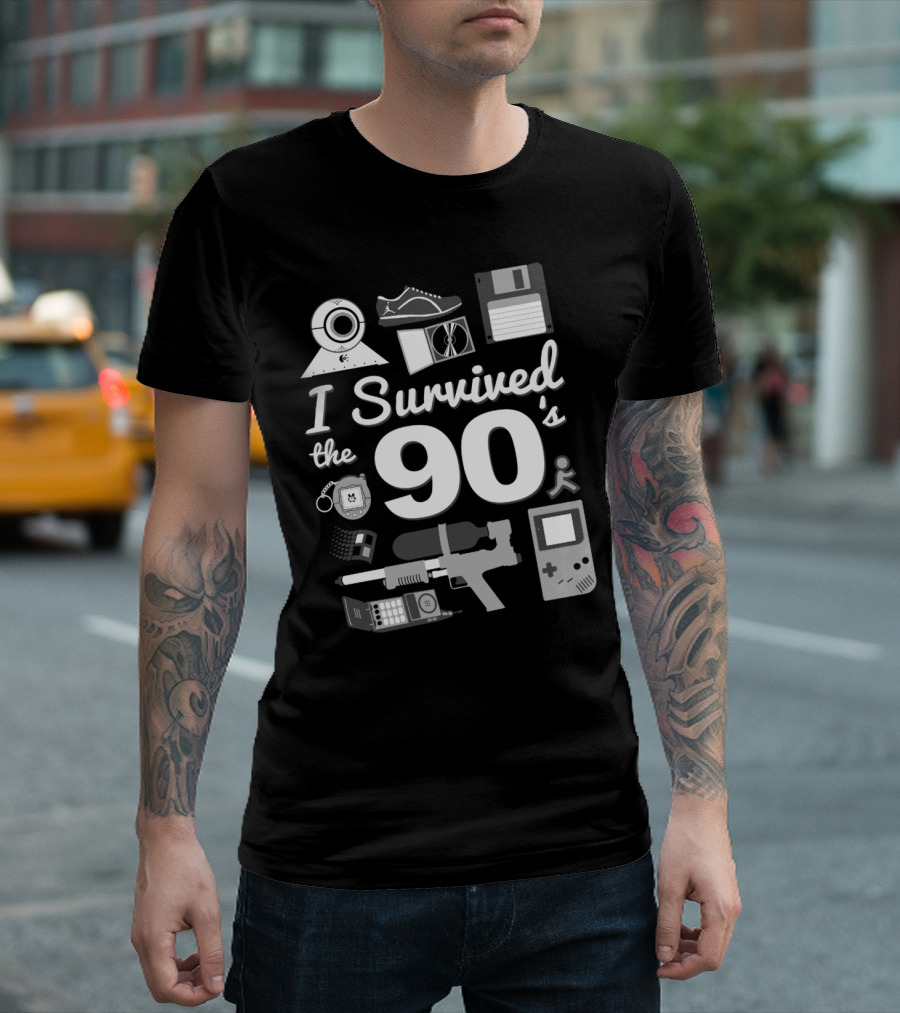 I Survived The 90s Game Boy Tamagotchi Floppy Disk Nostalgia T-Shirt