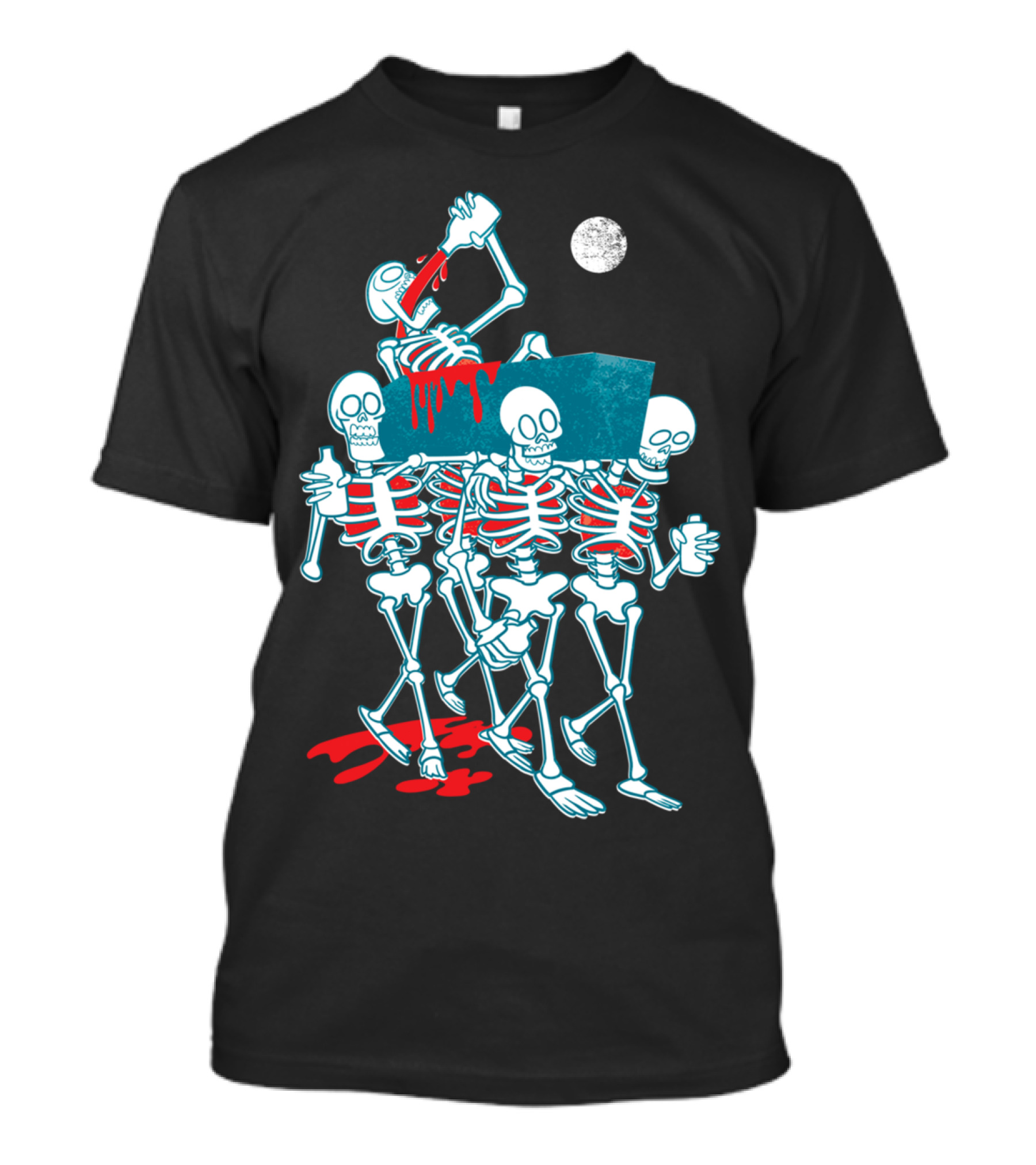 Funeral Of The Already Dead Skeleton Procession Under Full Moon T-Shirt