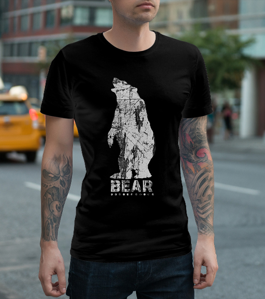 Bear Facing Upward With Textured T-Shirt