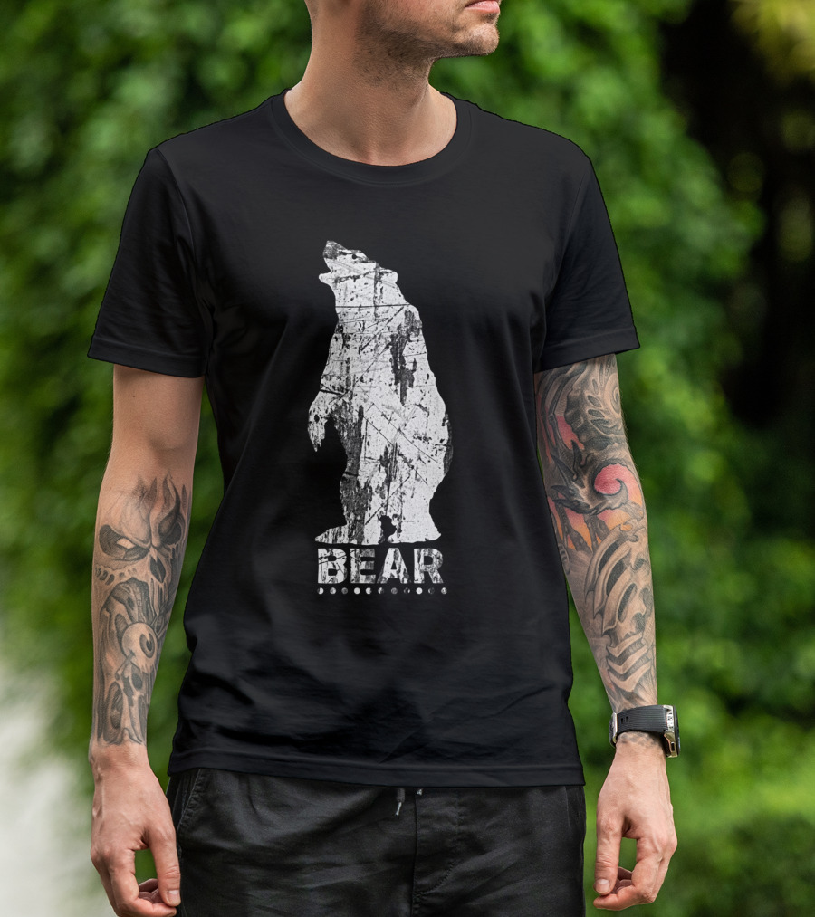 Bear Facing Upward With Textured T-Shirt