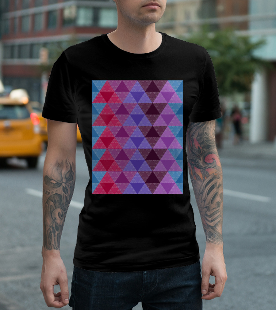 Funky Multicolor Geometric Triangle Pattern Structure T-Shirt