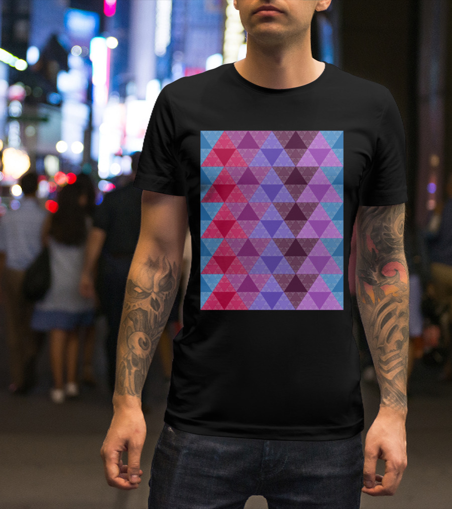 Funky Multicolor Geometric Triangle Pattern Structure T-Shirt