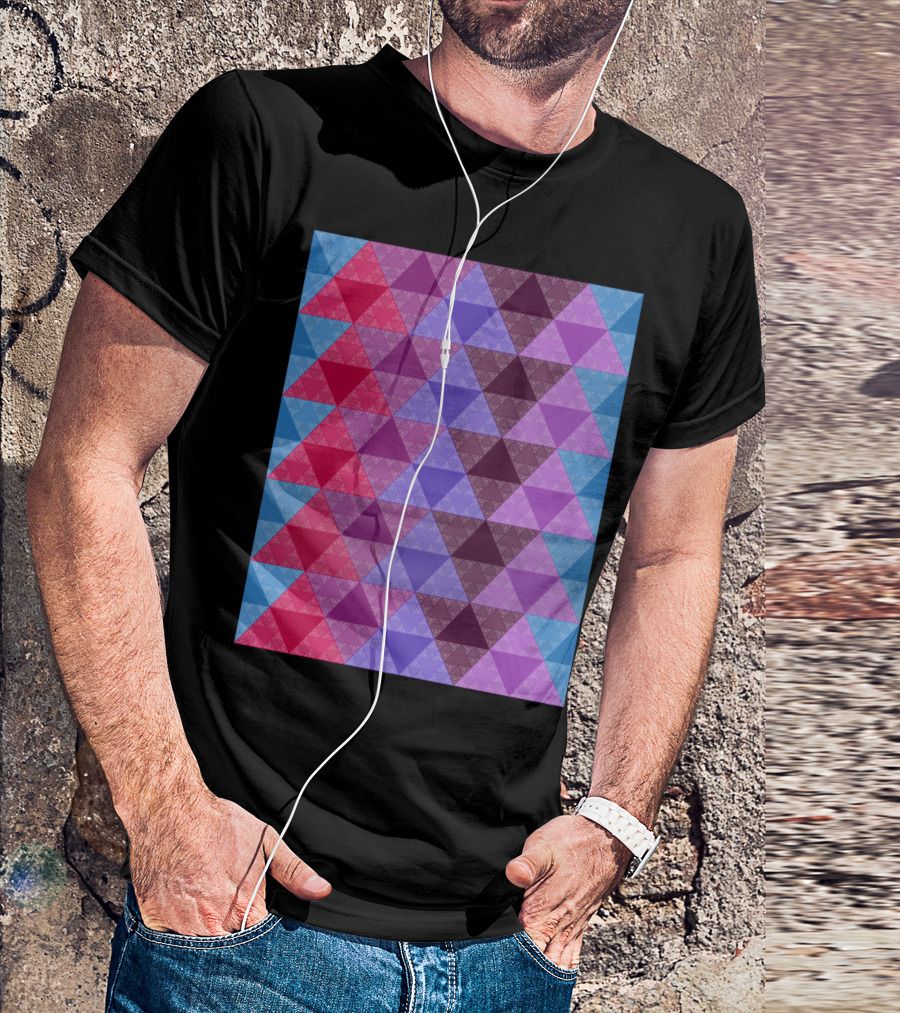 Funky Multicolor Geometric Triangle Pattern Structure T-Shirt