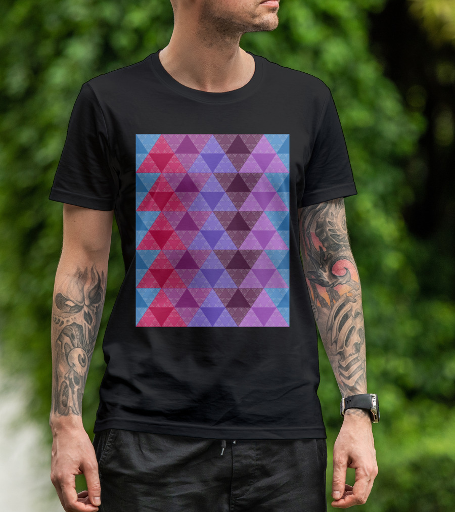 Funky Multicolor Geometric Triangle Pattern Structure T-Shirt