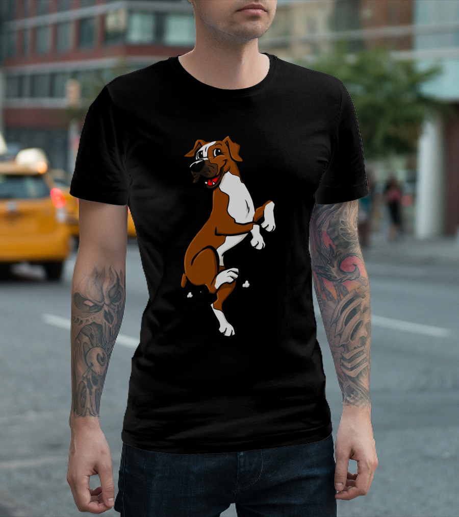 Funny Dancing Cartoon Boxer Dog T-Shirt