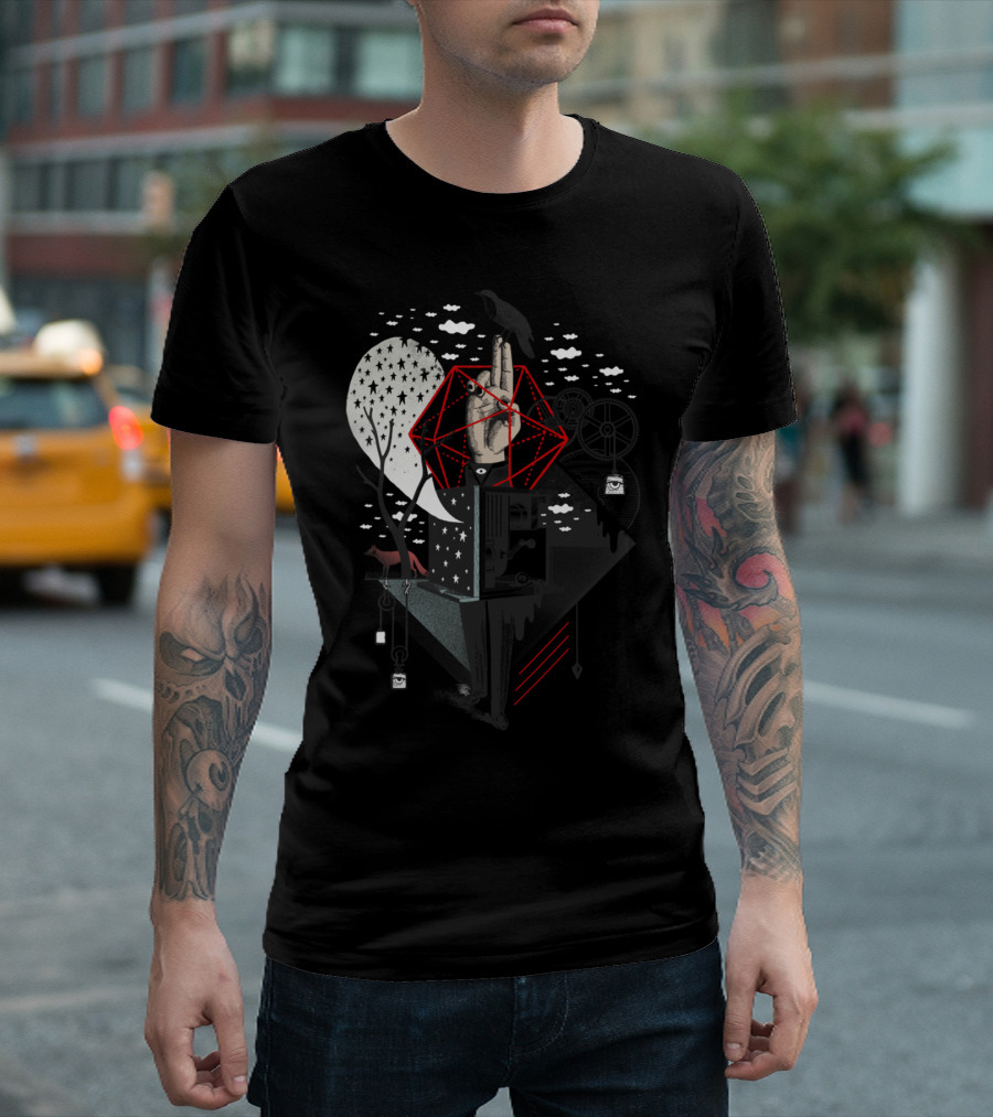 Creative Machine Surreal Geometric Hand Vision T-Shirt