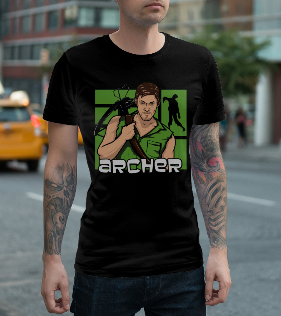 Archer Crossbow Zombie Hunter Icon with Green Background T-Shirt
