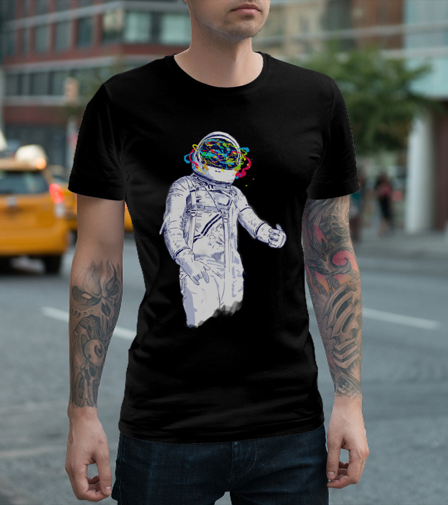 Creative Space Astronaut With Colorful Helmet Explosion T-Shirt