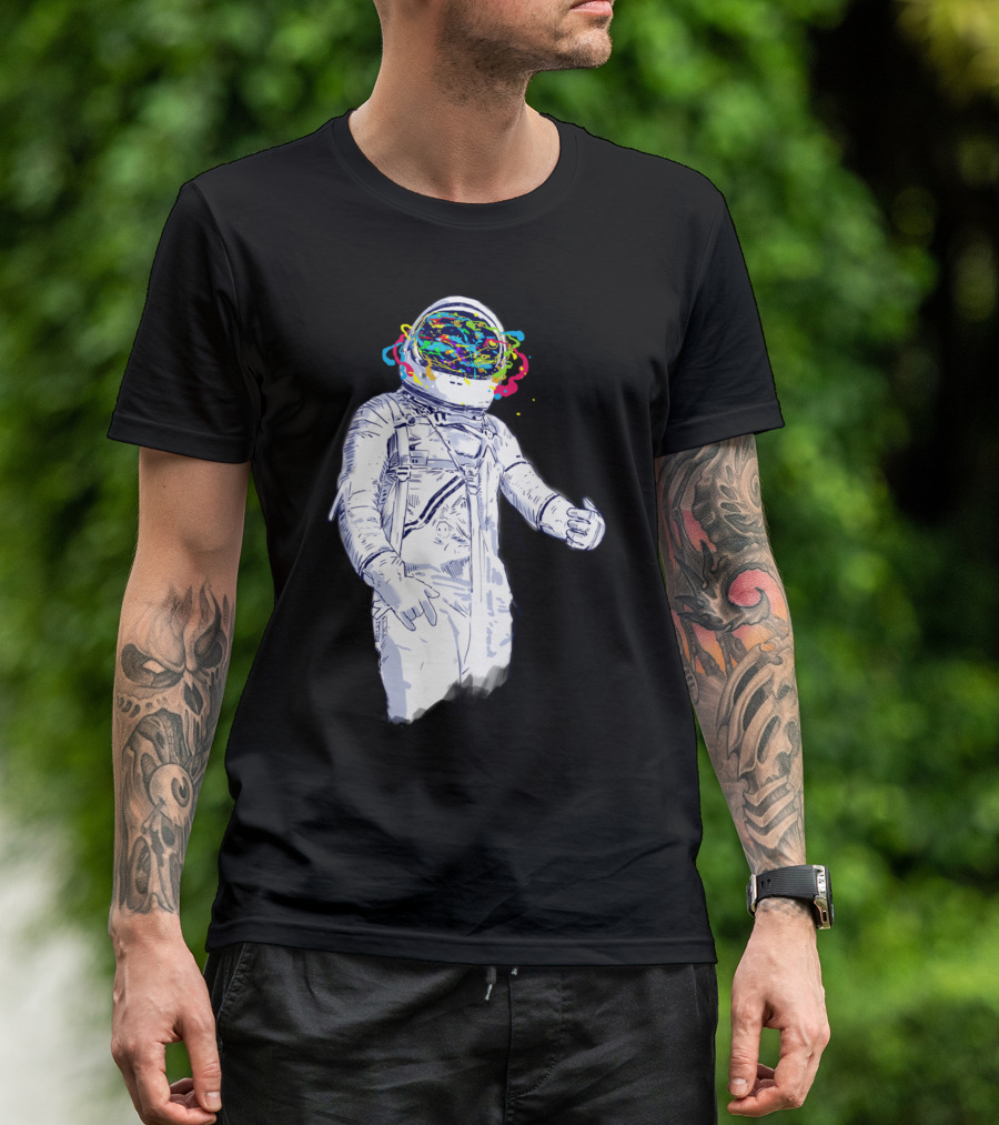 Creative Space Astronaut With Colorful Helmet Explosion T-Shirt