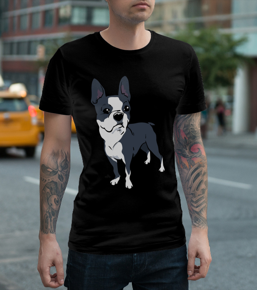 Boston Terrier Cartoon Dog T-Shirt