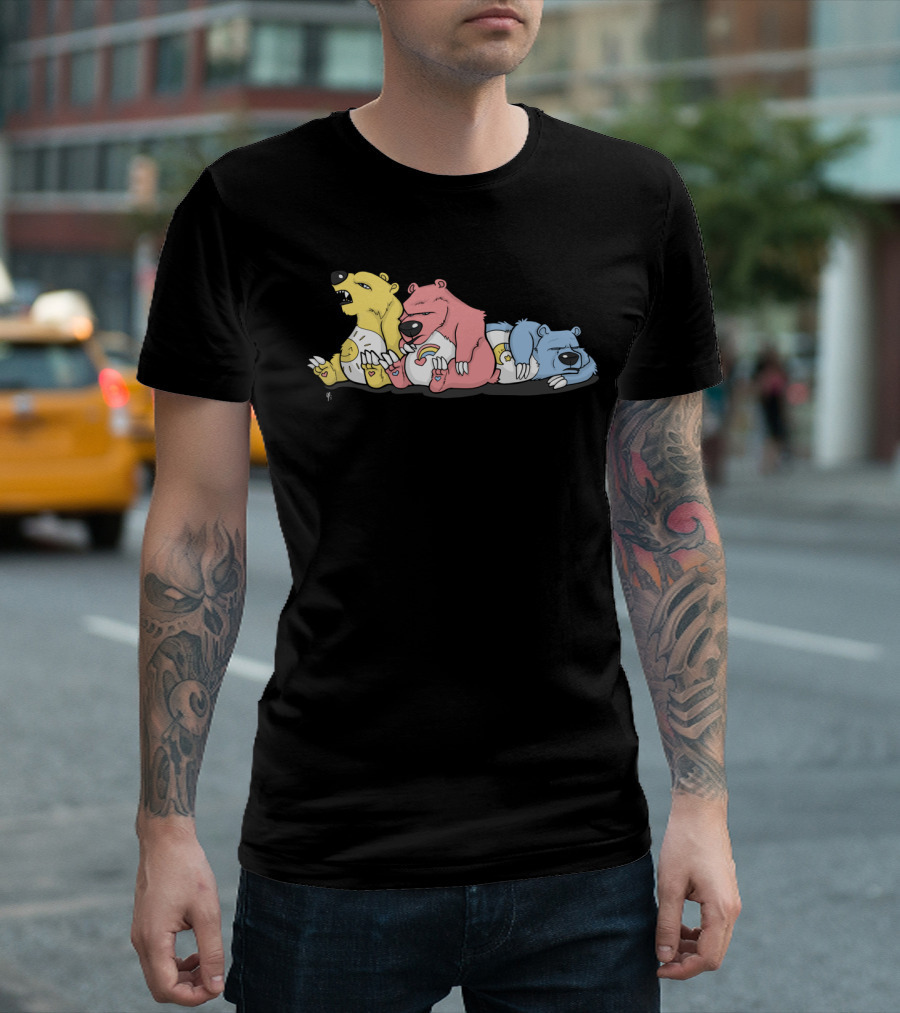 Careless Bears Lazy Pastel Trio Sleeping T-Shirt