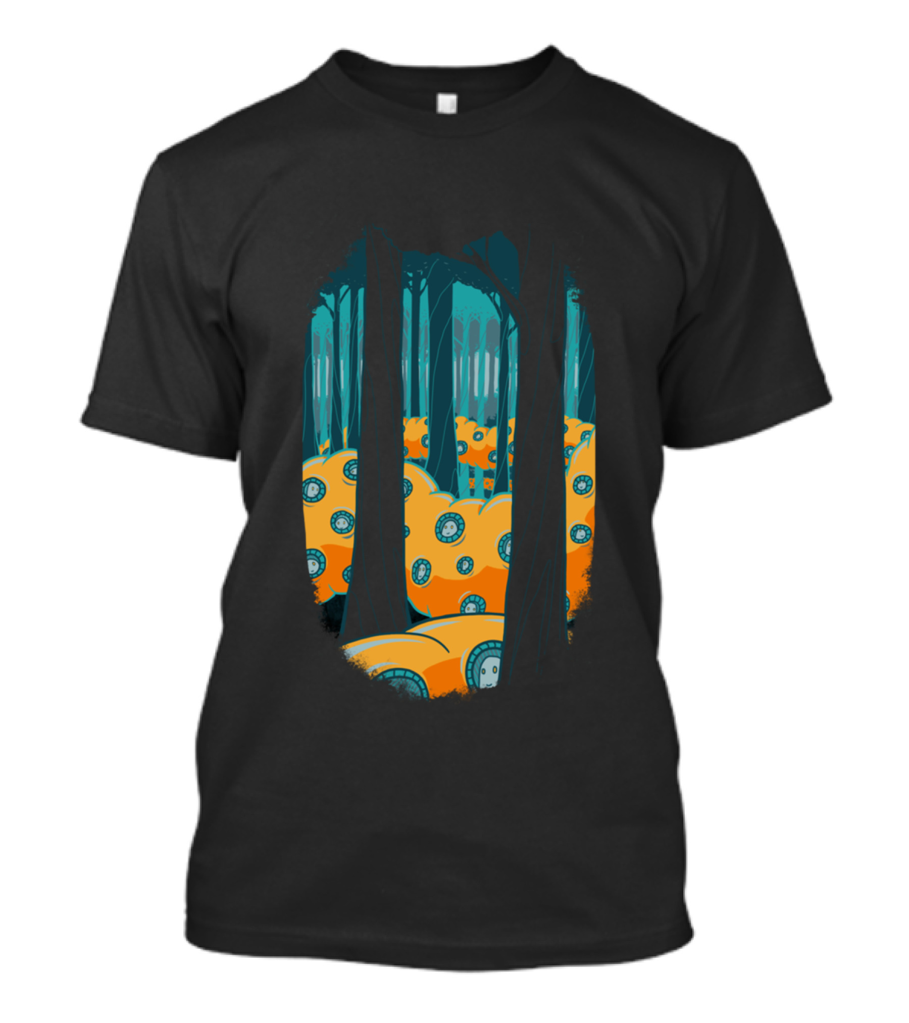 Creatures Of The Enchanted Forest With Orange And Blue Elements T-Shirt