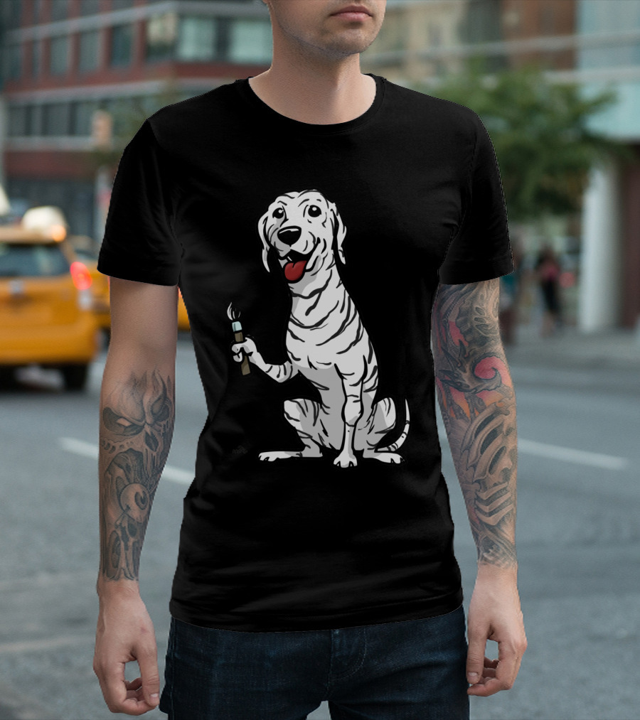 Funny Dalmatian Cartoon Dog with Paintbrush T-Shirt