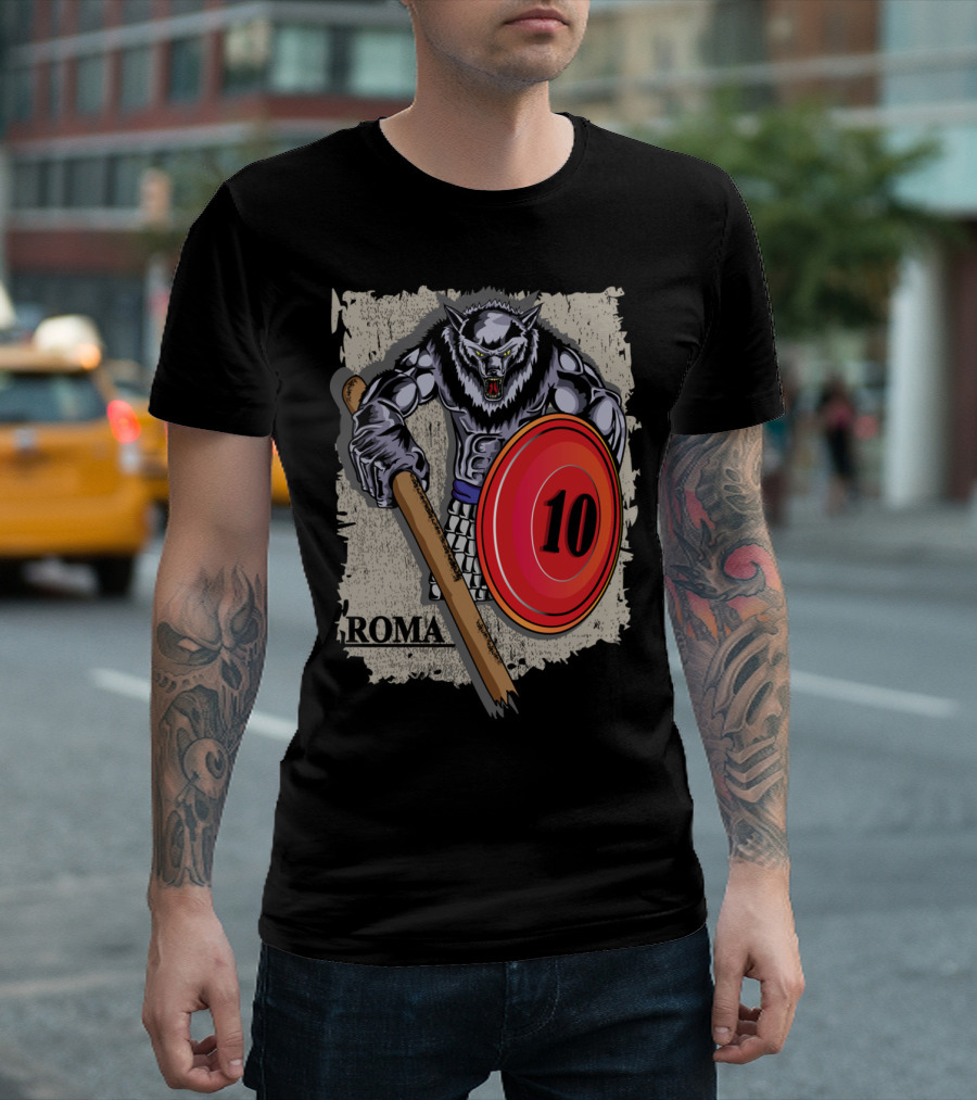Roma 10 Fans Club Indonesia Warrior Wolf Shield T-Shirt