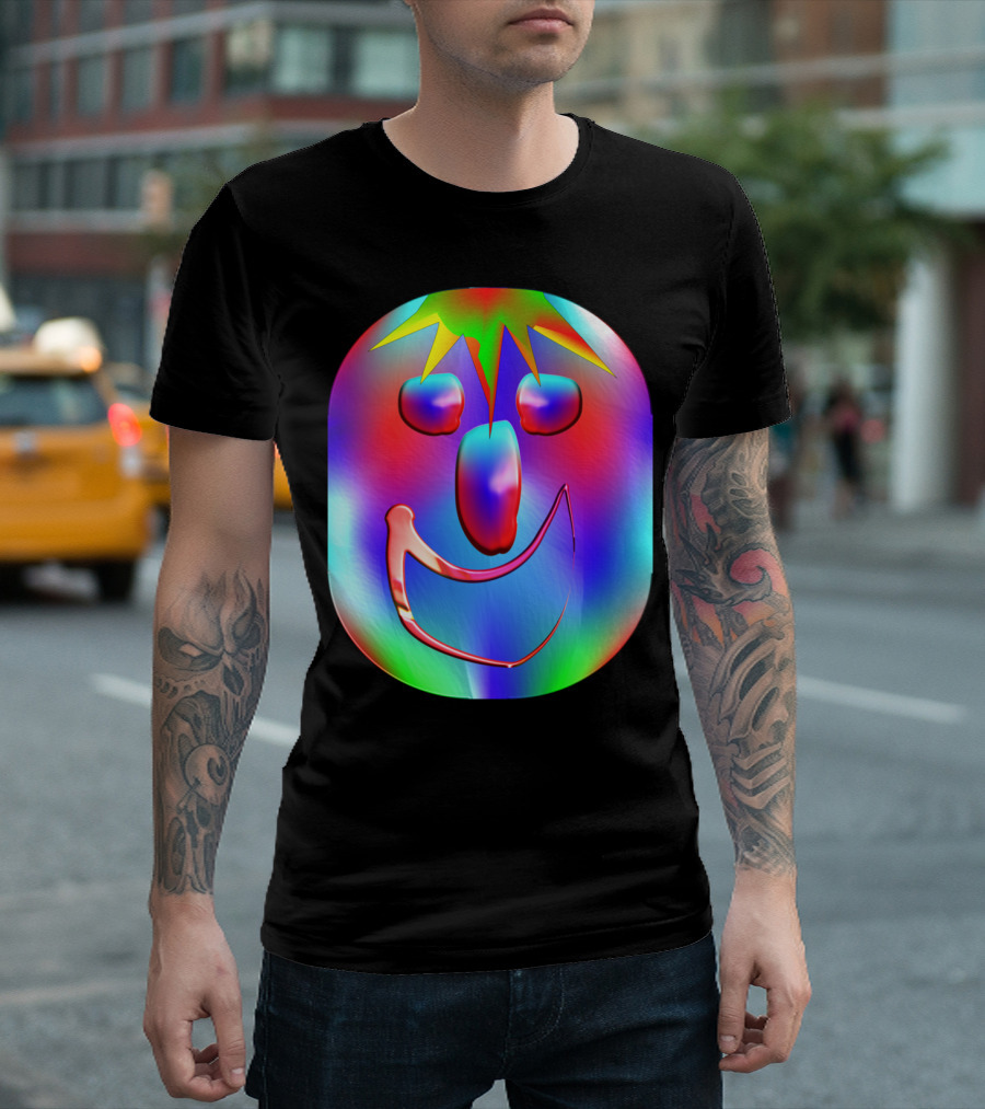 Carnaval Colorful Smiling Face With Vibrant Starburst Hair T-Shirt