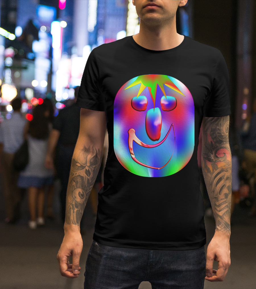 Carnaval Colorful Smiling Face With Vibrant Starburst Hair T-Shirt